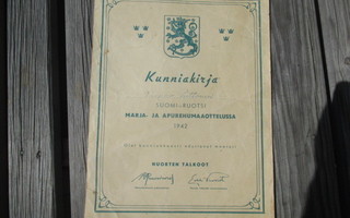 kunniakirja suomi -ruotsi 1942