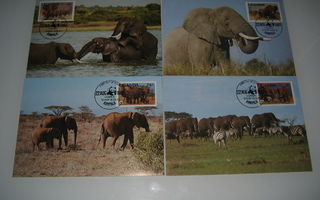 Ensipäivänkortti WWF 4 kpl Uganda 1983