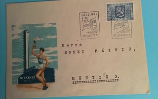 POSTILÄHETYSKUORI HELSINKI postileima 6.12-1957