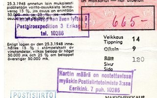 VANHA VEIKKAUS-KUITTI VUODELTA 1959