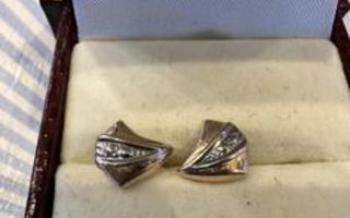 K18 valkokulta&keltakulta korvakorut timanteilla