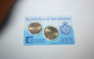San Marinon 20 ja 50 centtiset. 2003. Pahvissa.