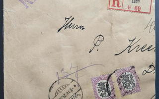 Kirj.kirje (osa) Lahti-Latvia, 1924, 5 mk:n saarismerkein