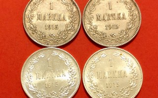 4 x 1 markka 1915.  (KD33)