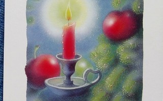 Kynttilä ja omenat Joulukortti