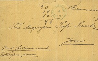 1872 kirjattu kirje arvolla Mikkelistä Joroisiin