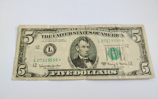 USA 5 Dollaria, sarja 1963 A, L=San Francisco, tahtiseteli