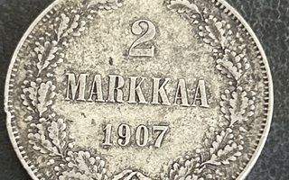 2 markkaa 1907, tyydyttävä kunto