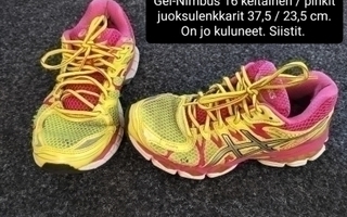 Asics Gel-Nimbus 16 keltainen pinkit juoksulenkkarit 37,5