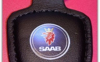 Pieni nahkainen Saab avaimenperä
