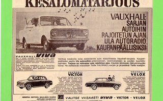 Vauxhall Viva, Victor, Velox -vanha lehtimainos A4 laminoitu