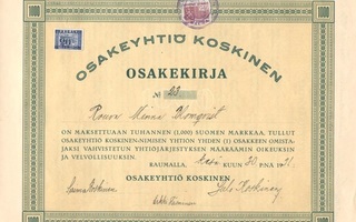 1931 Koskinen Oy, Rauma osakekirja