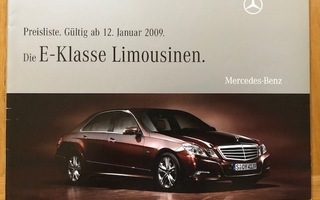 Hinnasto ja lisävarusteet Mercedes W212 E-luokka 2009. Esite