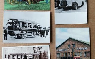 Linja-auto aiheiset postikortit - vanhat vaunut onnikat