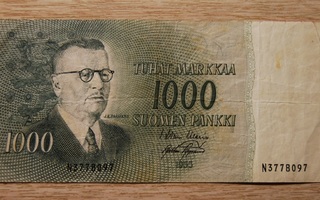Suomen pankki 1000 mk 1955 Paasikivi