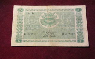 5 markkaa 1939 Litt. D  vl II