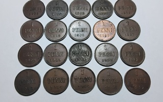 Suomi 1 penni 1900-1917 cu yht. 20 kpl