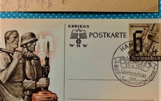 Postikortti saksa v. 1941 sota hakaristi aika