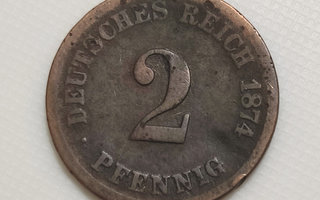 Saksa 2 Pfennig 1874F