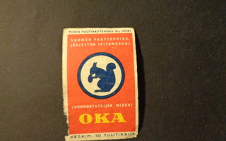TT-etiketti OKA - taitomerkki, luonnontutkijan merkki