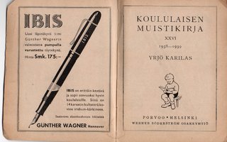 Yrjö Karilas - Koululaisen muistikirja 1938 -1939
