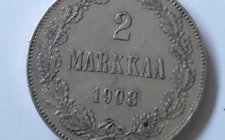 2 markkaa hopea 1870, 1906 ja 1908