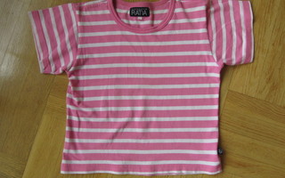 RATIA ihana pinkki raidallinen T-paita koko 110 !