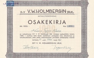 1941 V.W.Holmbergin Jälk Oy, Helsinki mlk osakekirja