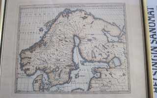 VANHA Kartta Orbis Arctoi Tabula Geografphica 1600-l Suomi y