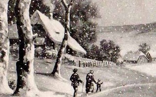 NOSTALGIA / Isä, äiti ja lapsi lumisateessa. 1910-l.
