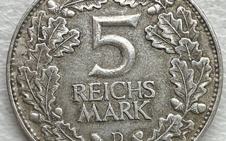 Saksa, Weimar Republik 5 Mark 1925 D Rheinlande, hopea