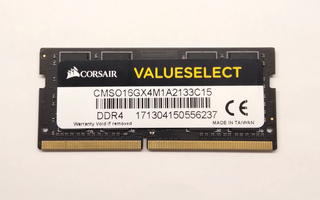 16 GB DDR4 2133 MHz Corsair Valueselect SO-DIMM muistia