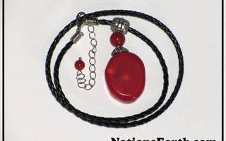 Red Oval Shaped Coral Pendant *NEW*