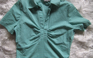 Arcade valkovihreä pepitaruudullinen paitapusero M