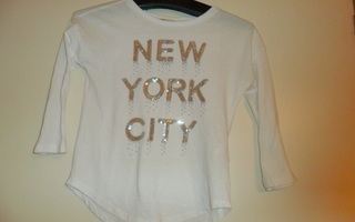 Valkoinen paljetti paita New york City Hm 134/140 8-10Y