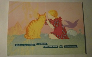 Tyttö ja kissa (Rudol Koivun kuvitusta), ei p.