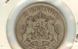 Ruotsi 2 kr 1876 Ag (penet numerot)