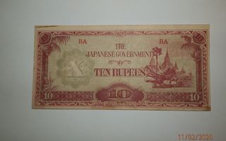 10 rupiaa Japanin miehitysseteli Burmassa