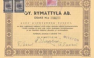 1945 Rymättylä Oy, osakekirja