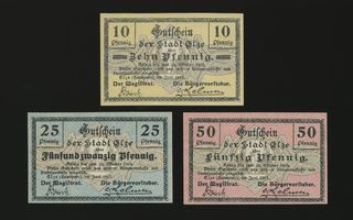 Saksa Notgeld 10, 25, 50 Pfennig, Elze 06.1917