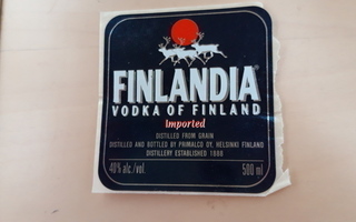 Finlandia Vodka pullo etiketti,  tarra etiketti
