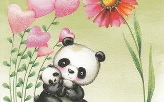 Nina Chen: Pandaemo ja pikkupanda (neliökortti)
