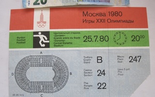 Pääsylippu Lippu Moskova Olympia 1980 Jalkapallo Football