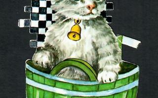 ALE - PZB 1394 - Suloinen kissa istuu korissa