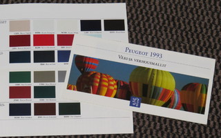 1993 Peugeot  värikartta - KUIN UUSI - suomalainen - esite