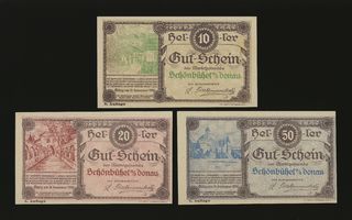 Itävalta Notgeld 10, 20, 50 Heller, Schönbühel