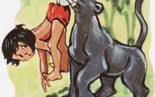 EO 9004 DISNEY / VIIDAKKOKIRJA: Bagheera kiinni Mowglissa.