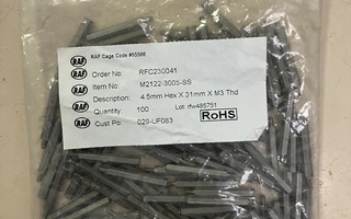 100 kpl metallisia 31mm korokepaloja M3-kierteillä