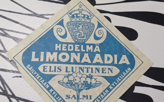 Elis Luntinen Salmi Hedelmä limonaadia etiketti.