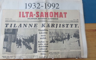 ILTA-SANOMAT 1932-1992. Julkaisija Helsingin Sanomat.